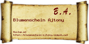 Blumenschein Ajtony névjegykártya